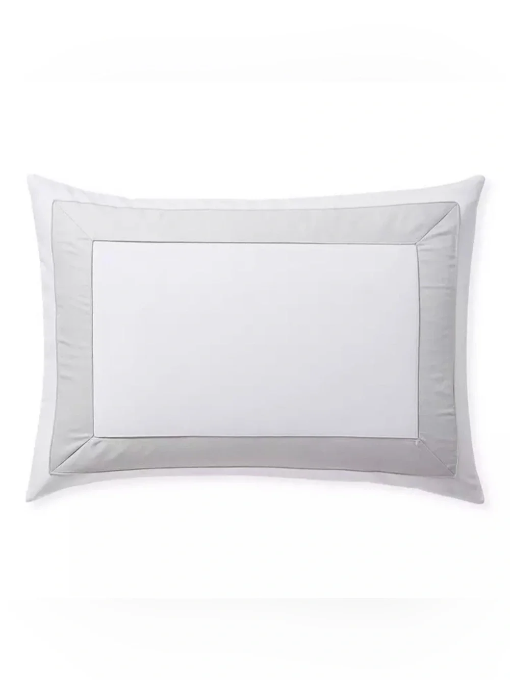 SET OF 2 - Serena & Lily Beach Club Border Percale Standard Pillow Shams in Fog